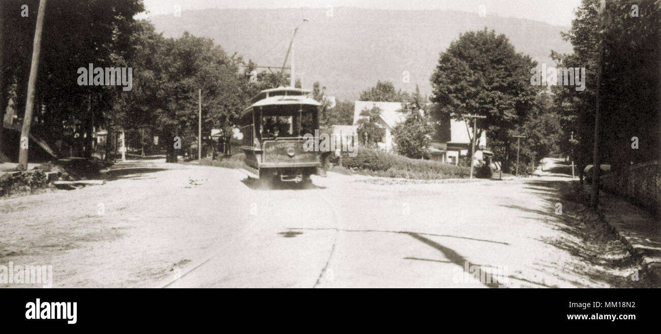 Carrello passato alta & Green la giunzione. Brattleboro. 1910 Foto Stock
