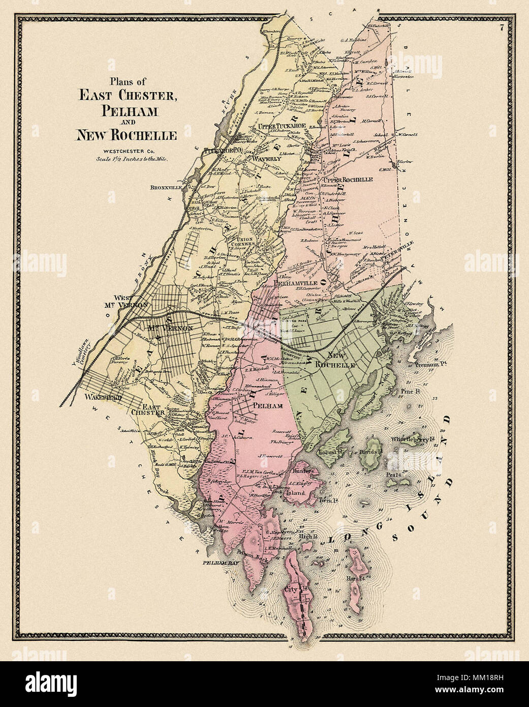 Mappe di East Chester, Pelham, & New Rochelle. 1867 Foto Stock