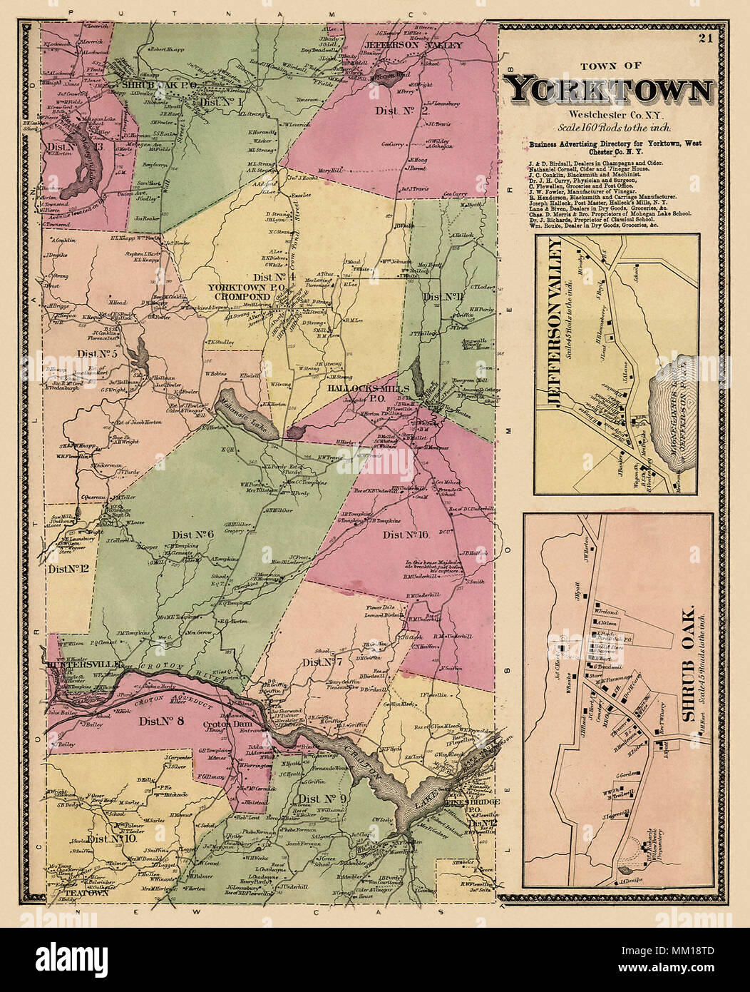 Mappa di Yorktown Heights. 1867 Foto Stock