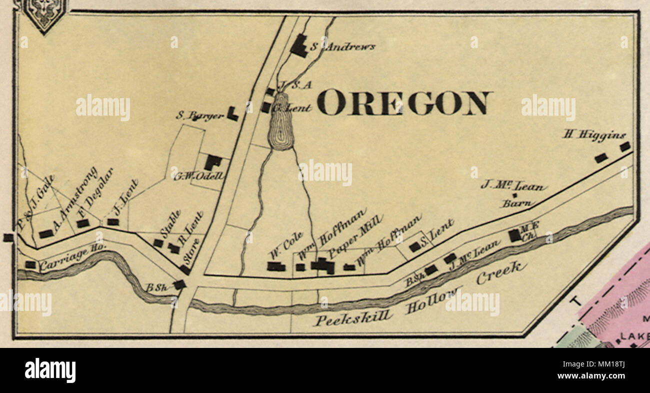 Mappa di Oregon, New York. 1867 Foto Stock
