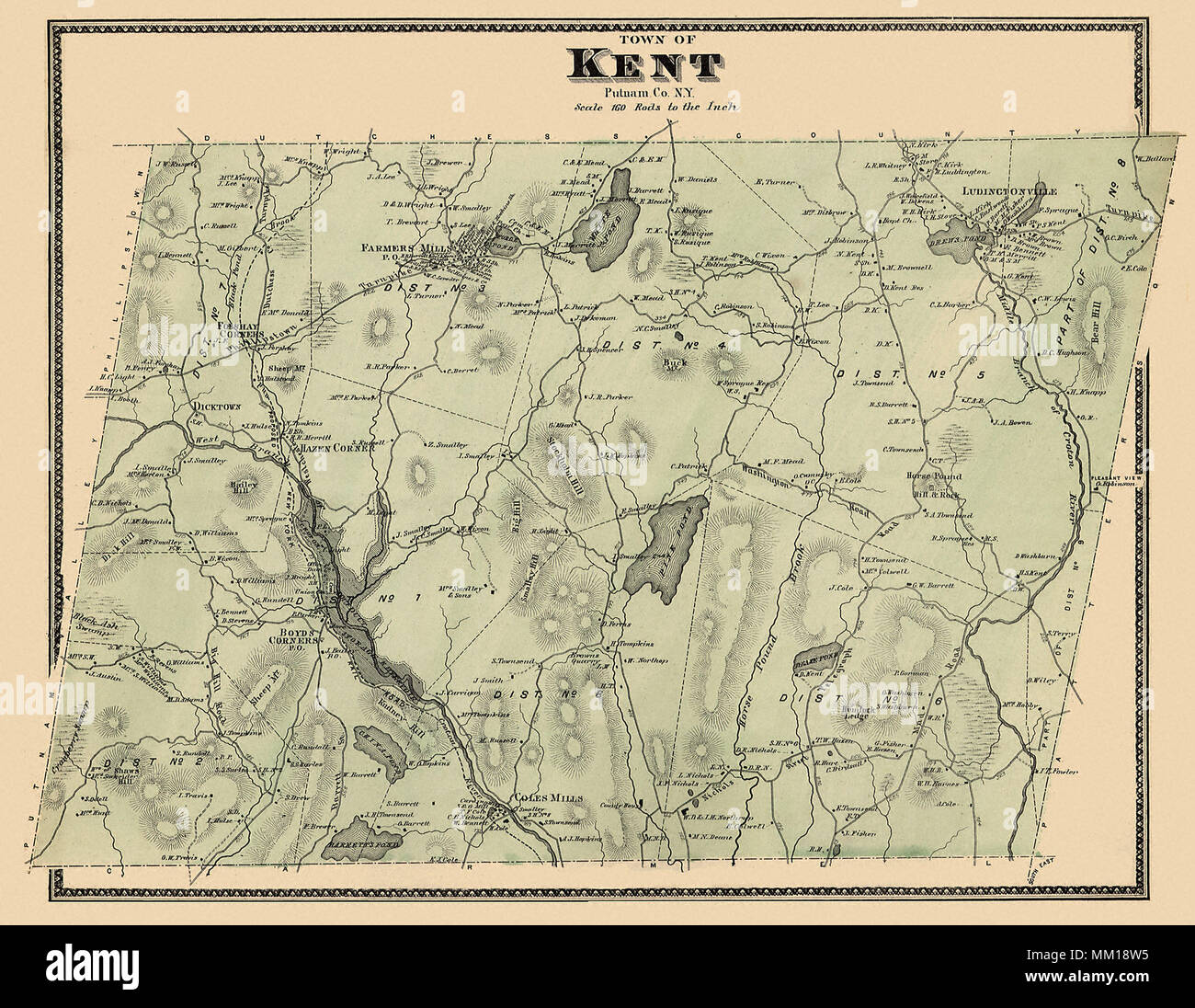 Mappa di Kent. 1867 Foto Stock