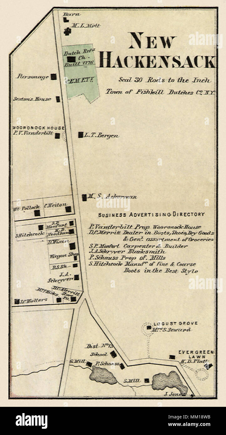Mappa di Nuova Hackensack 1867 Foto Stock