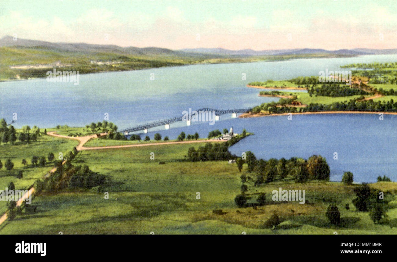 Ponte attraverso il lago Champlain tra NY & VT. 1948 Foto Stock