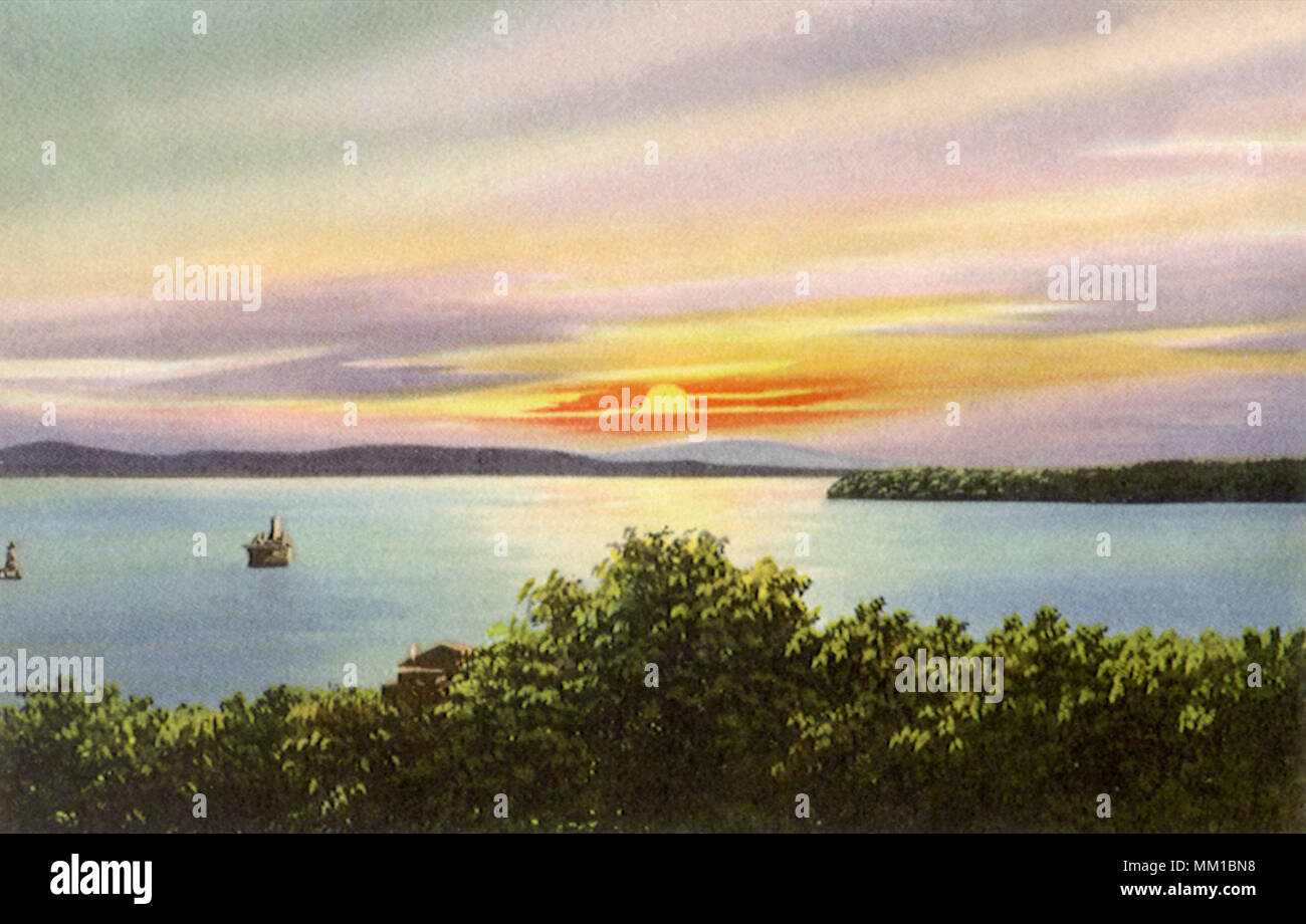 Vista del lago Champlain. Burlington. 1952 Foto Stock