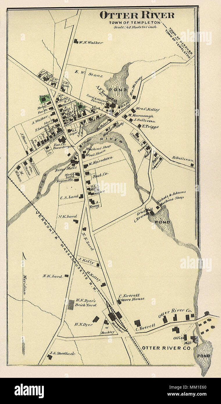 Mappa di Lontra di fiume. 1870 Foto Stock