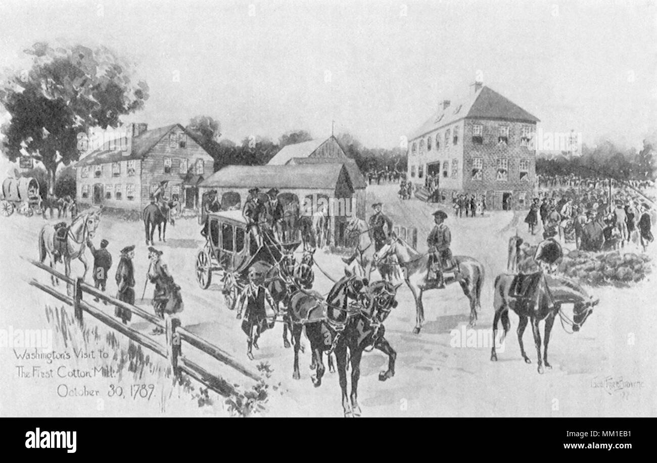 Washington in visita al Mulino di cotone. Beverly. 1789 Foto Stock