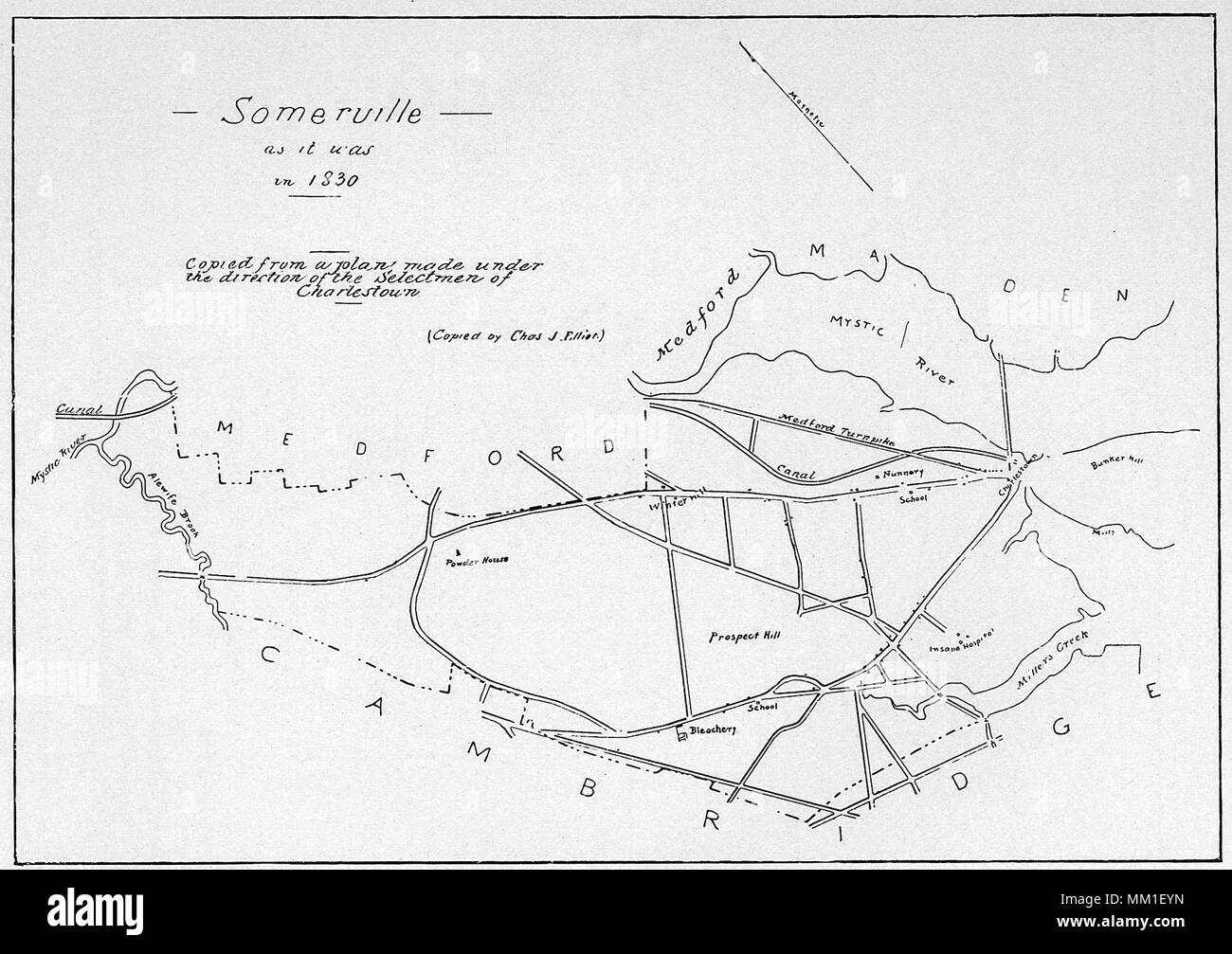 Mappa di Somerville. 1830 Foto Stock Mappa di Somerville. 1830 Foto Stock