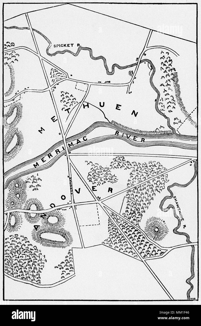 Mappa di Lawrence territorio. 1845 Foto Stock