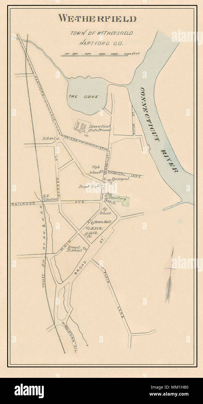 Mappa di Wethersfield. Wethersfield. 1893 Foto Stock