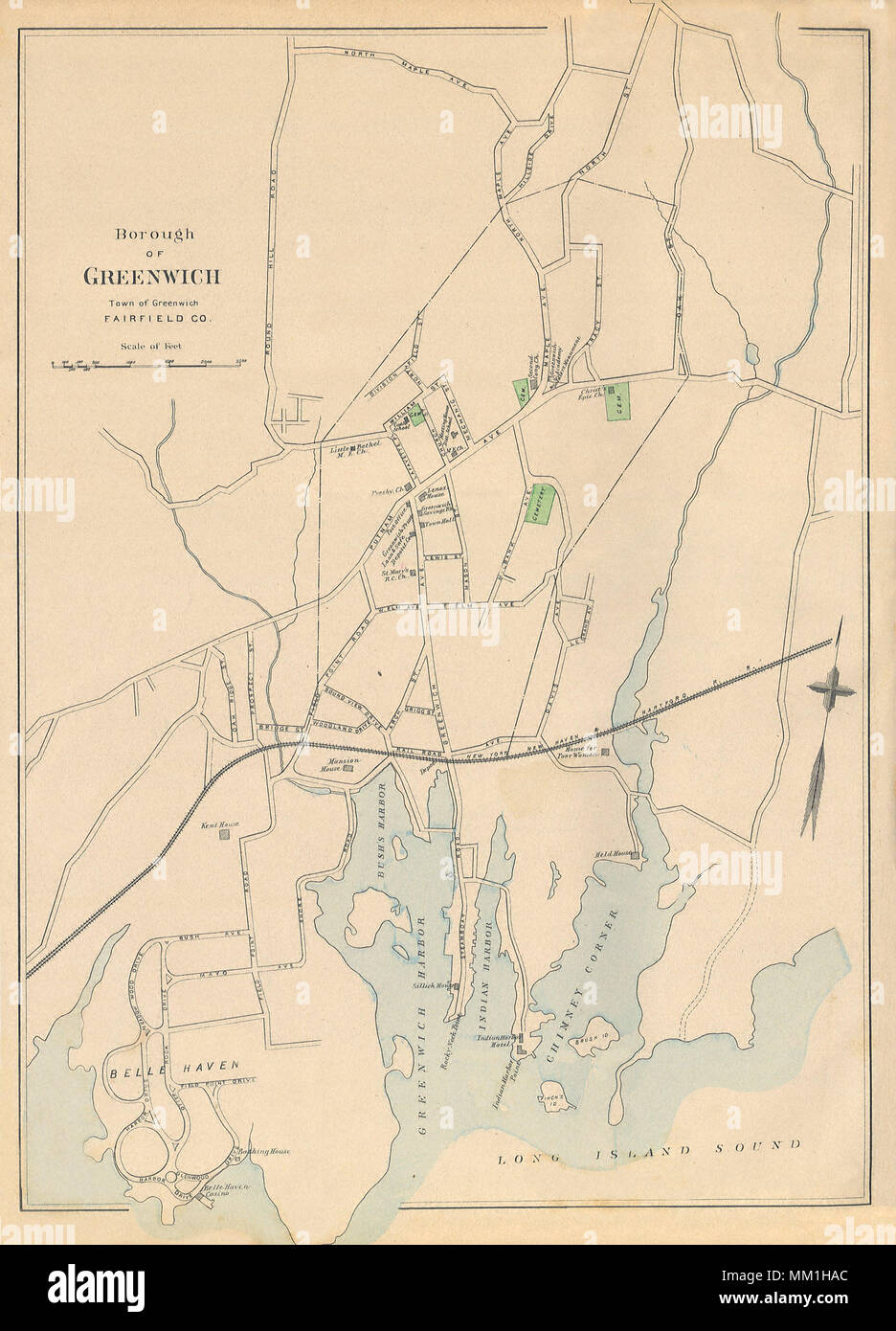 Mappa di Borough of Greenwich. Greenwich. 1893 Foto Stock