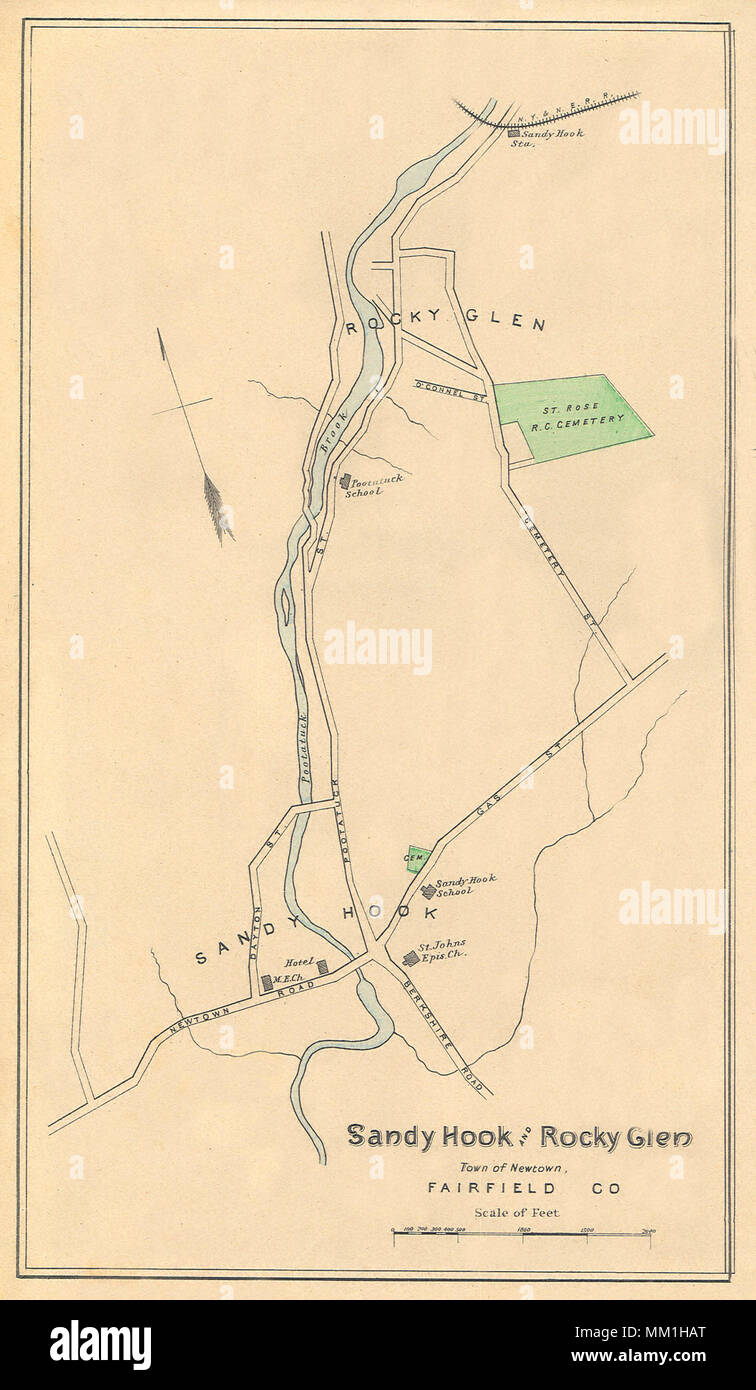 Mappa di Sandy Hook e Rocky Glen in Newton. 1893 Foto Stock