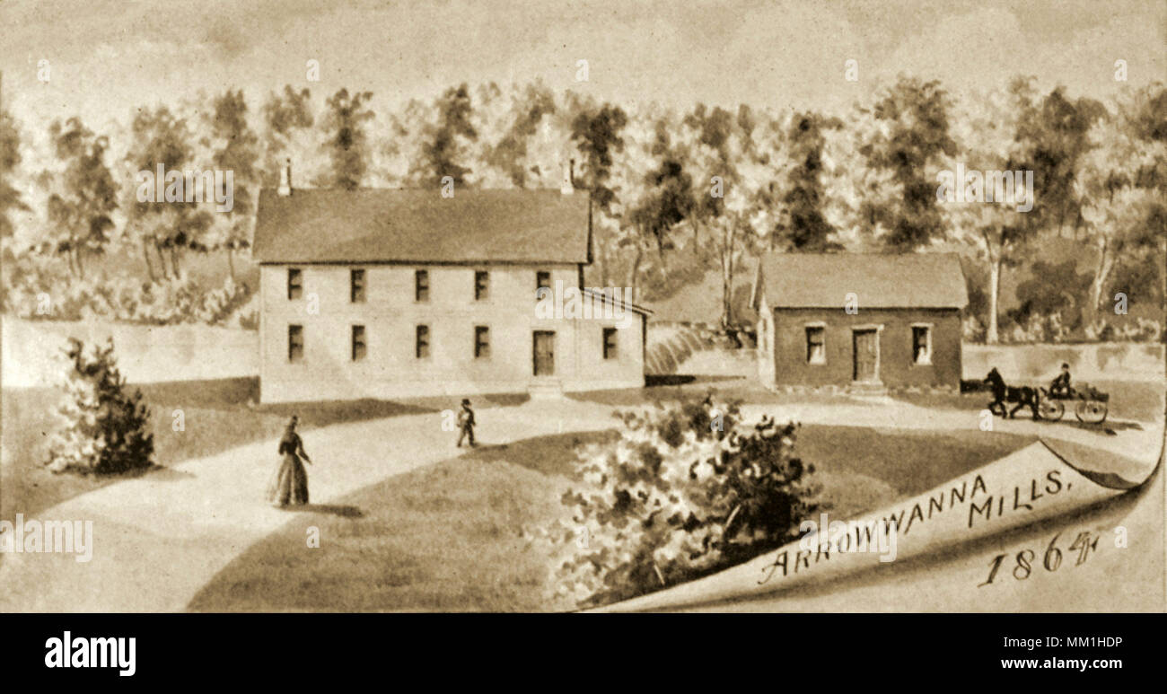Vista del vecchio Arrowwanna Mills. Middletown. 1864 Foto Stock
