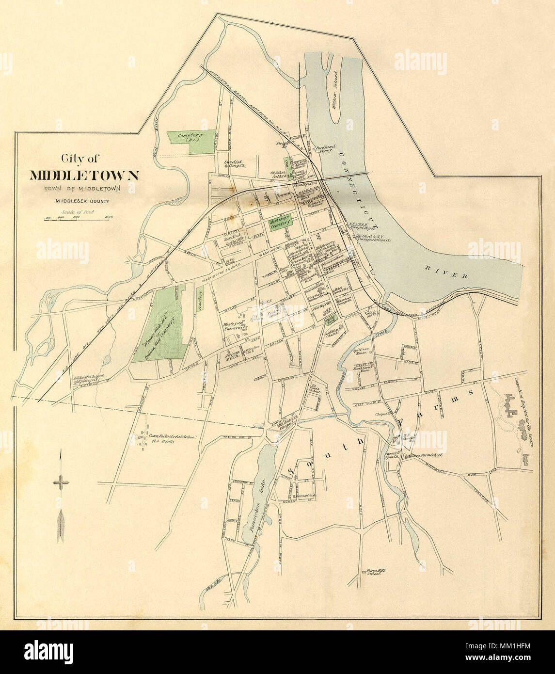 Mappa di Middletown. Middletown. 1893 Foto Stock