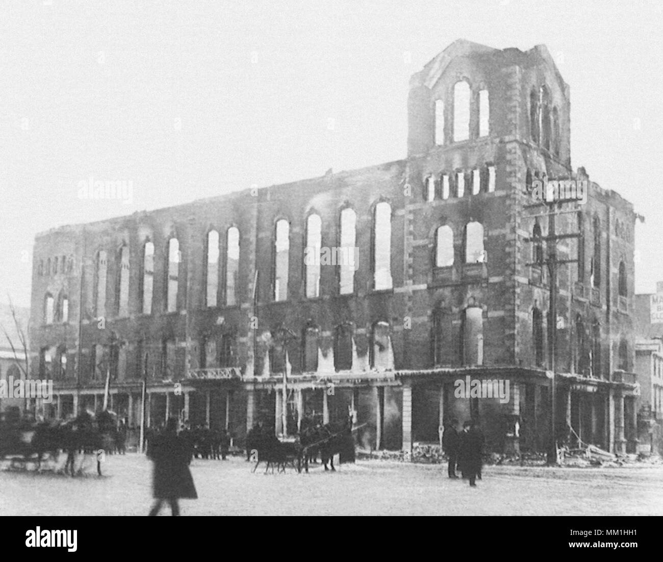 Il municipio vecchio dopo l'incendio. Stamford. 1904 Foto Stock