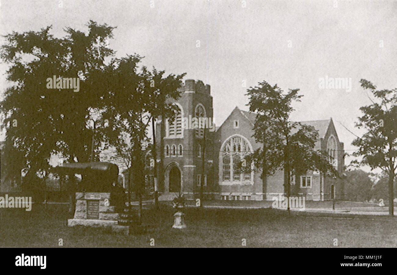 La guerra civile Memorial e la Chiesa. North Haven. 1930 Foto Stock
