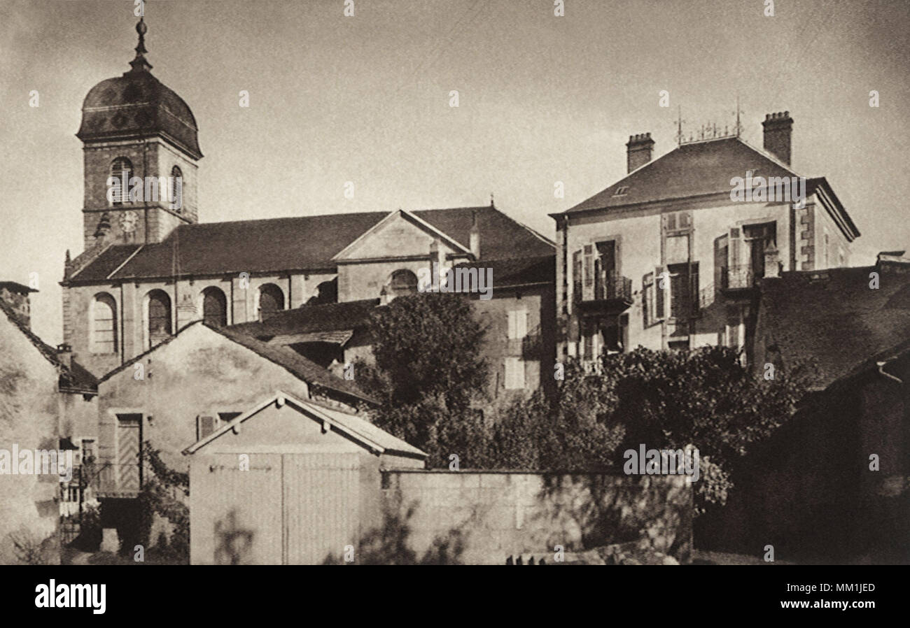 La chiesa di quartiere. A Fougerolles. 1910 Foto Stock