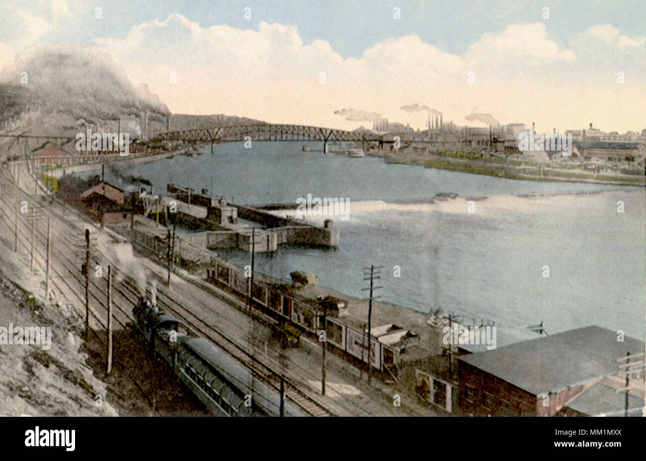 Bloccare il numero 1 sul fiume Monongahela. Pittsburgh. 1915 Foto Stock