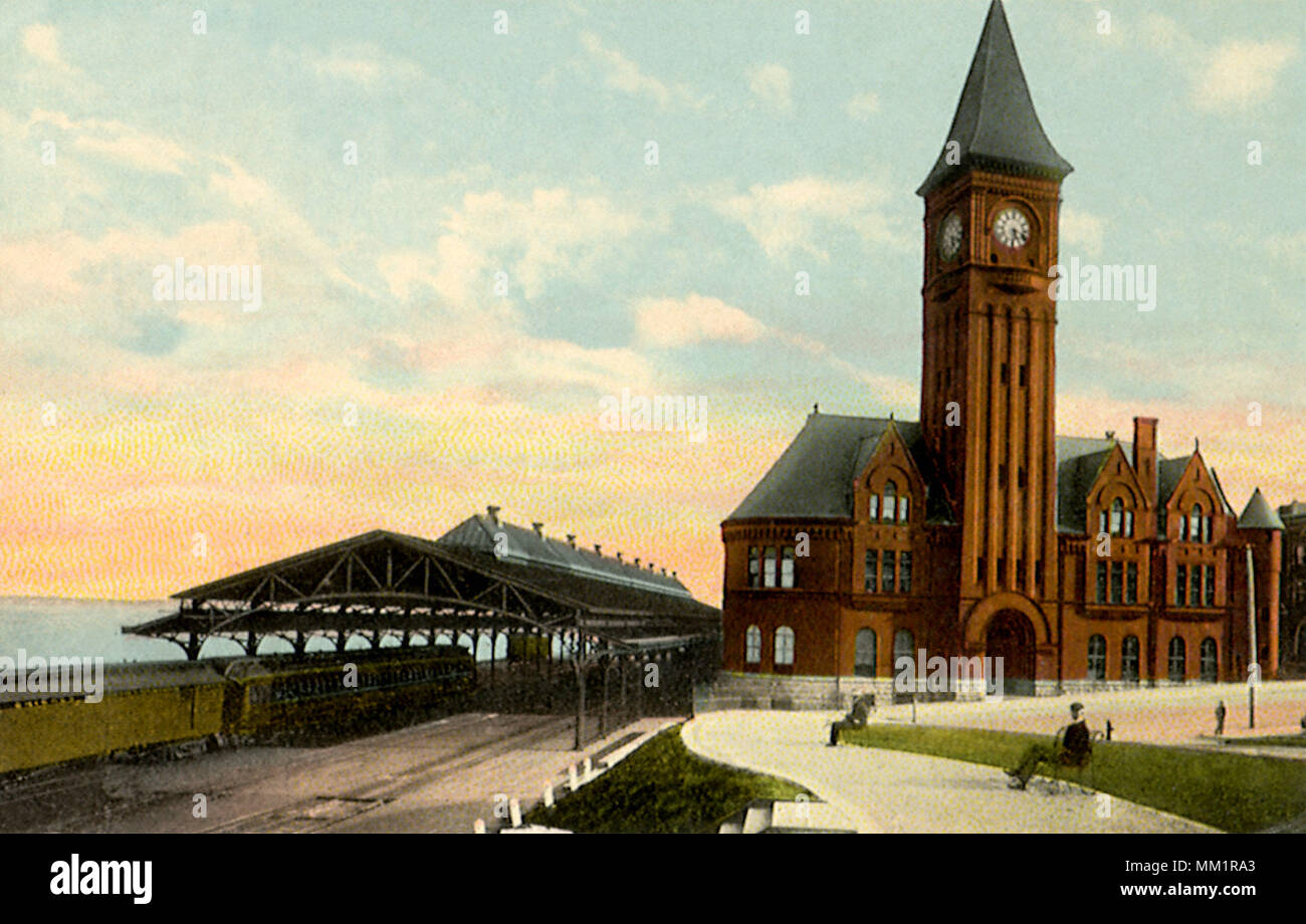 C. & N. W. Stazione Ferroviaria. Milwaukee. 1912 Foto Stock
