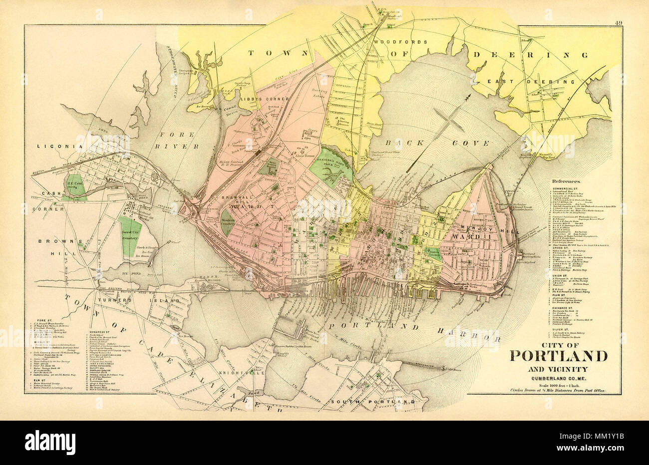 Mappa di Turner Isola e dintorni. 1890 Foto Stock