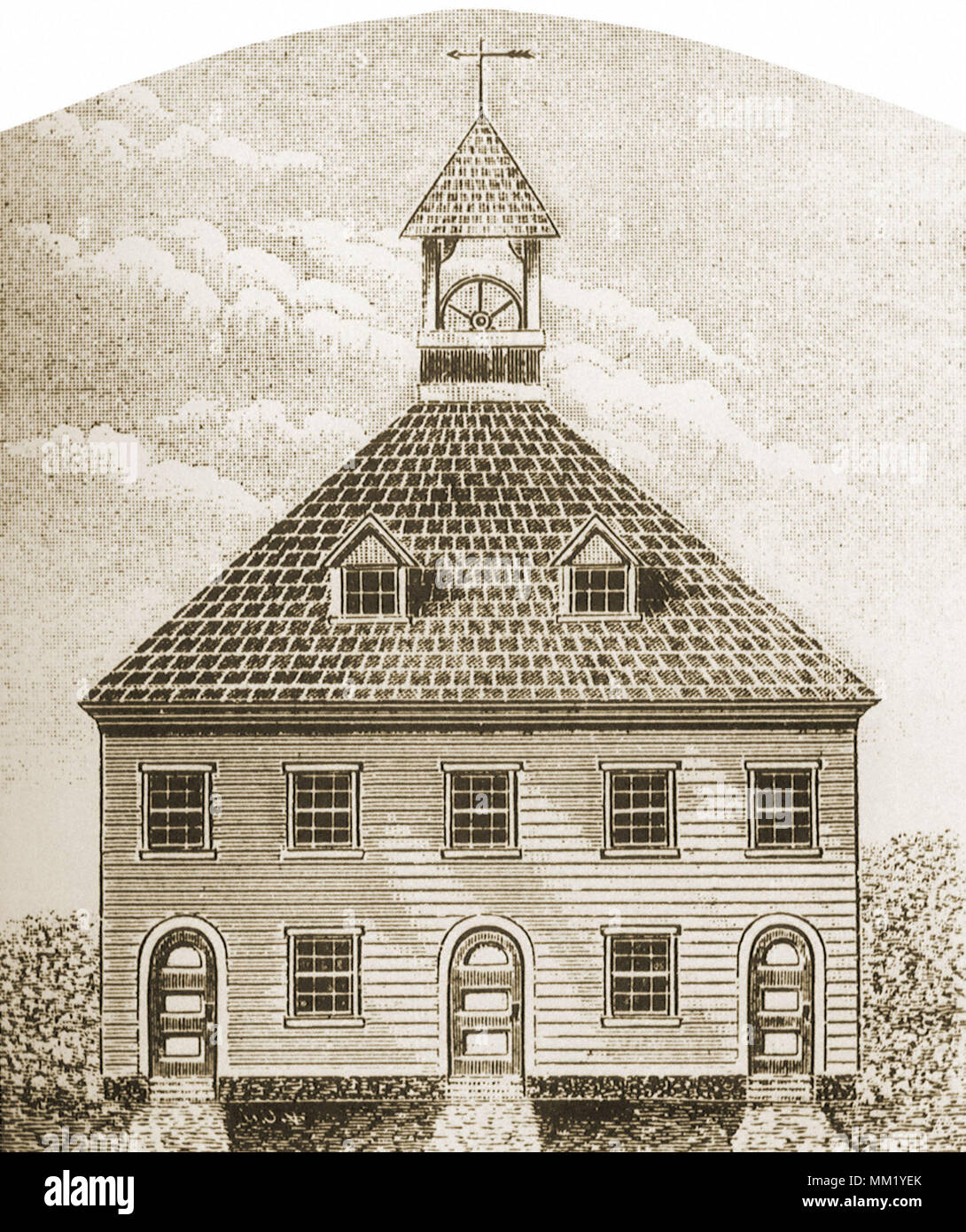 Secondo Meetinghouse. New Haven. 1700 Foto Stock