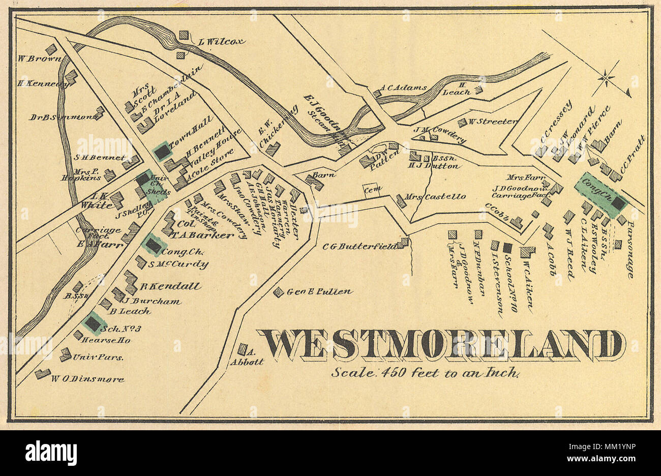 Mappa di Westmoreland. 1877 Foto Stock