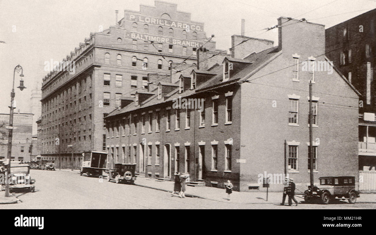 Case a schiera in Sud Charles Street. Baltimora. 1910 Foto Stock