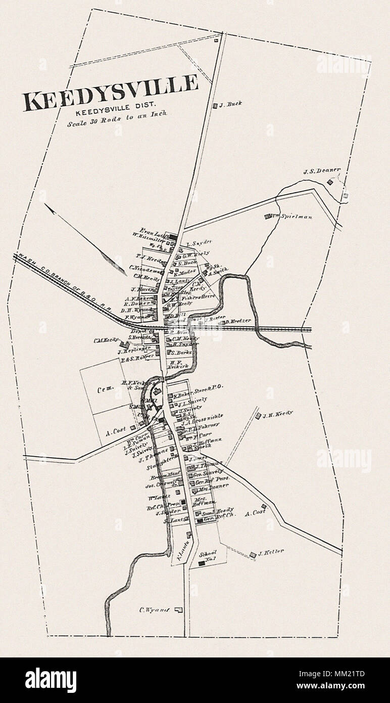 Mappa di Keedysville. 1877 Foto Stock