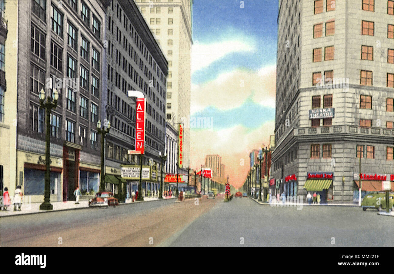 Playhouse Square guardando ad Est. Cleveland. 1950 Foto Stock