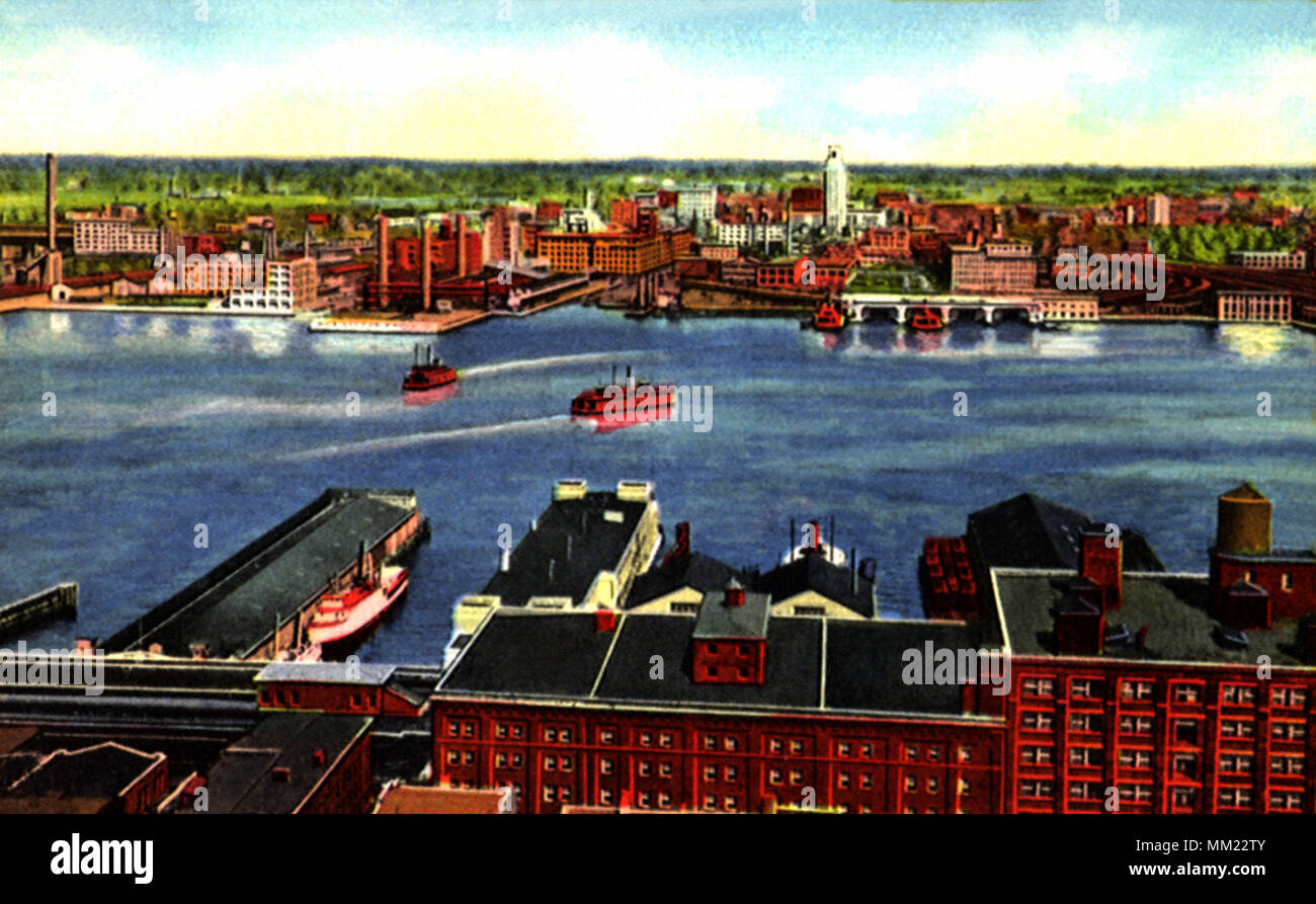 Vista di fronte fiume e N. J. Philadelphia. 1930 Foto Stock