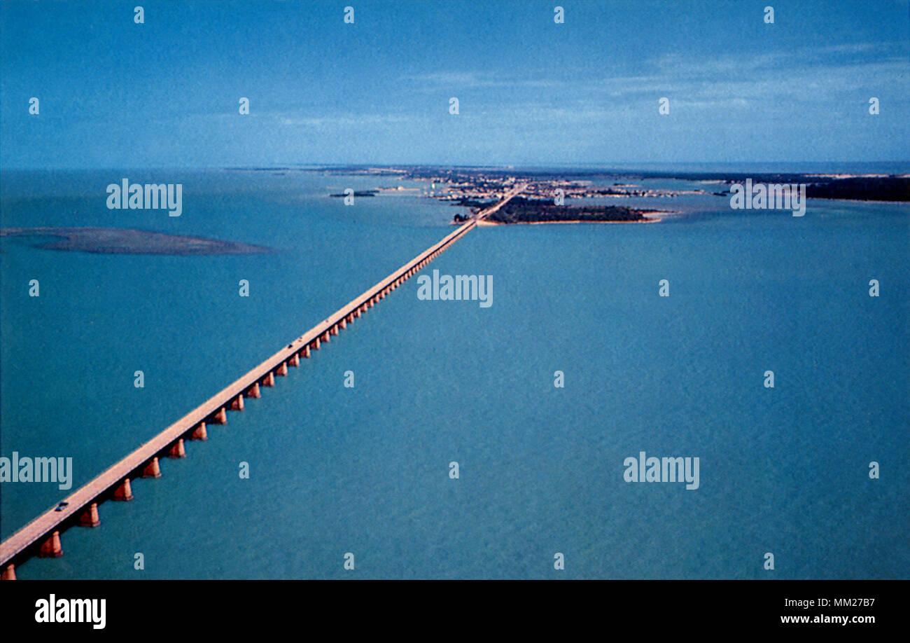 Seven Mile Bridge guardando a Nord. Key West. 1969 Foto Stock