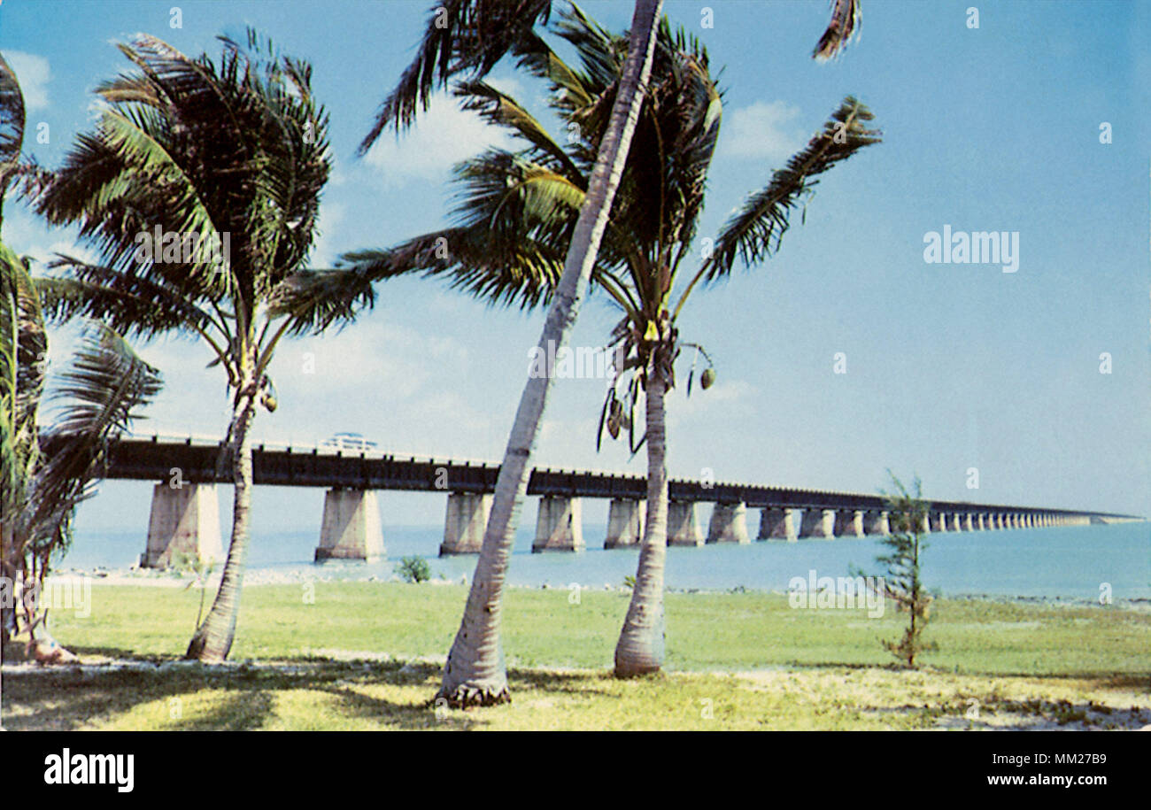 Seven Mile Bridge da chiave di piccione. Key West. 1960 Foto Stock