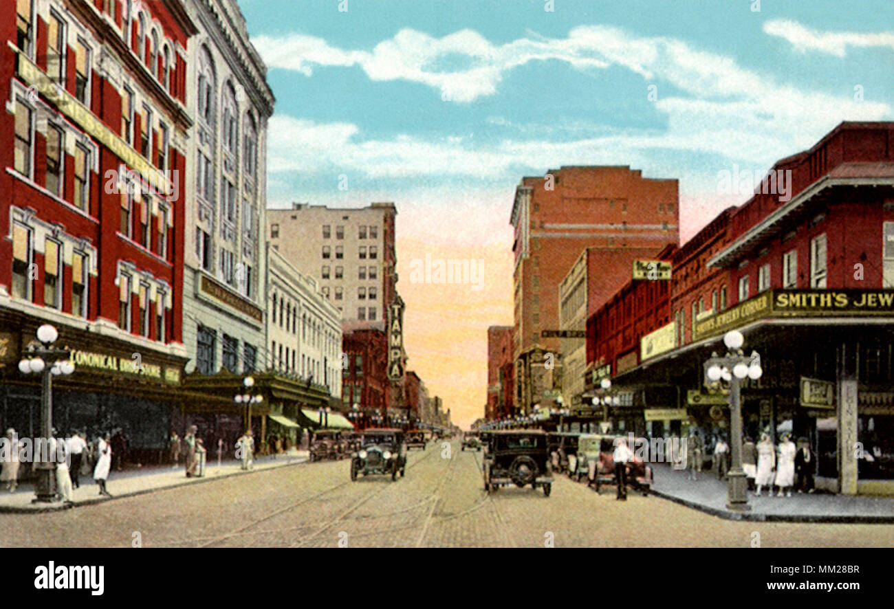 Franklin Street a sud da Cass. Tampa. 1938 Foto Stock