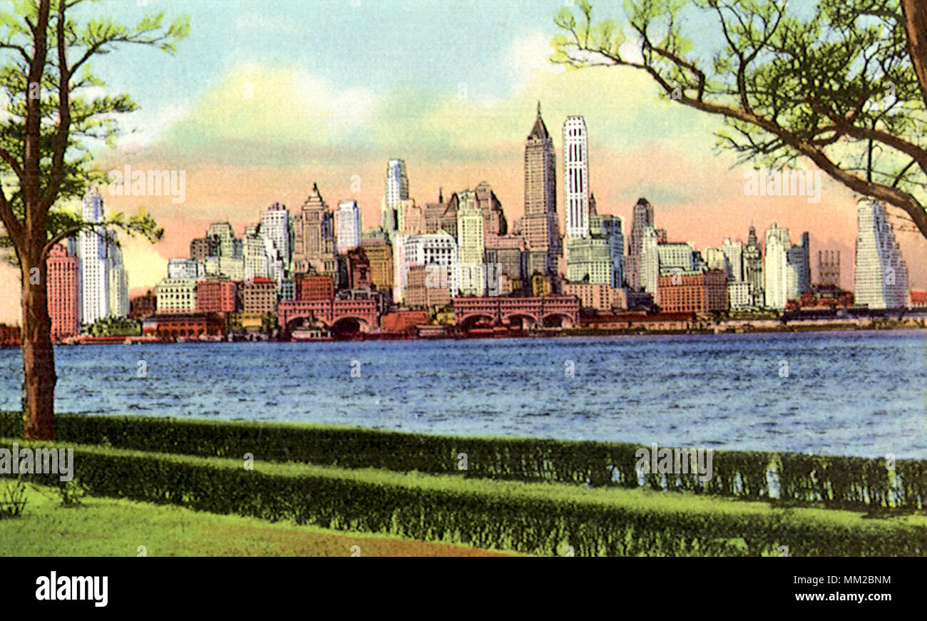 Vista della parte inferiore di Manhattan. La città di New York. 1930 Foto Stock