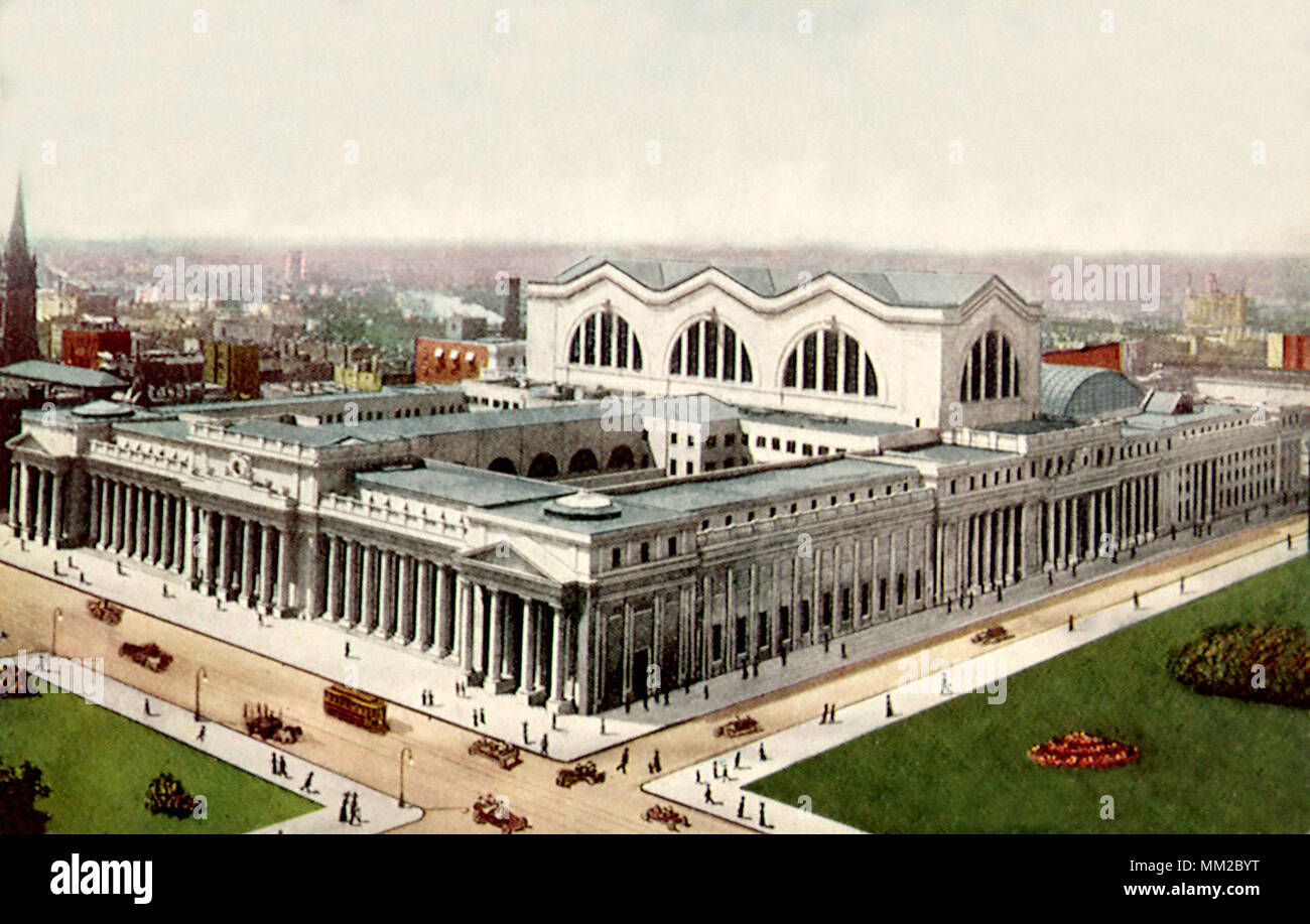 Vista aerea della Pennsylvania Station. La città di New York. 1913 Foto Stock