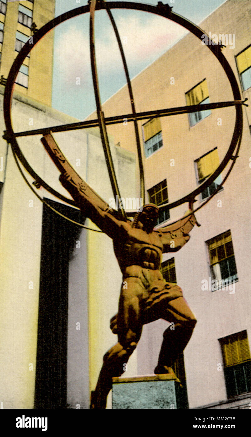 Atlas statua. La città di New York. 1940 Foto Stock