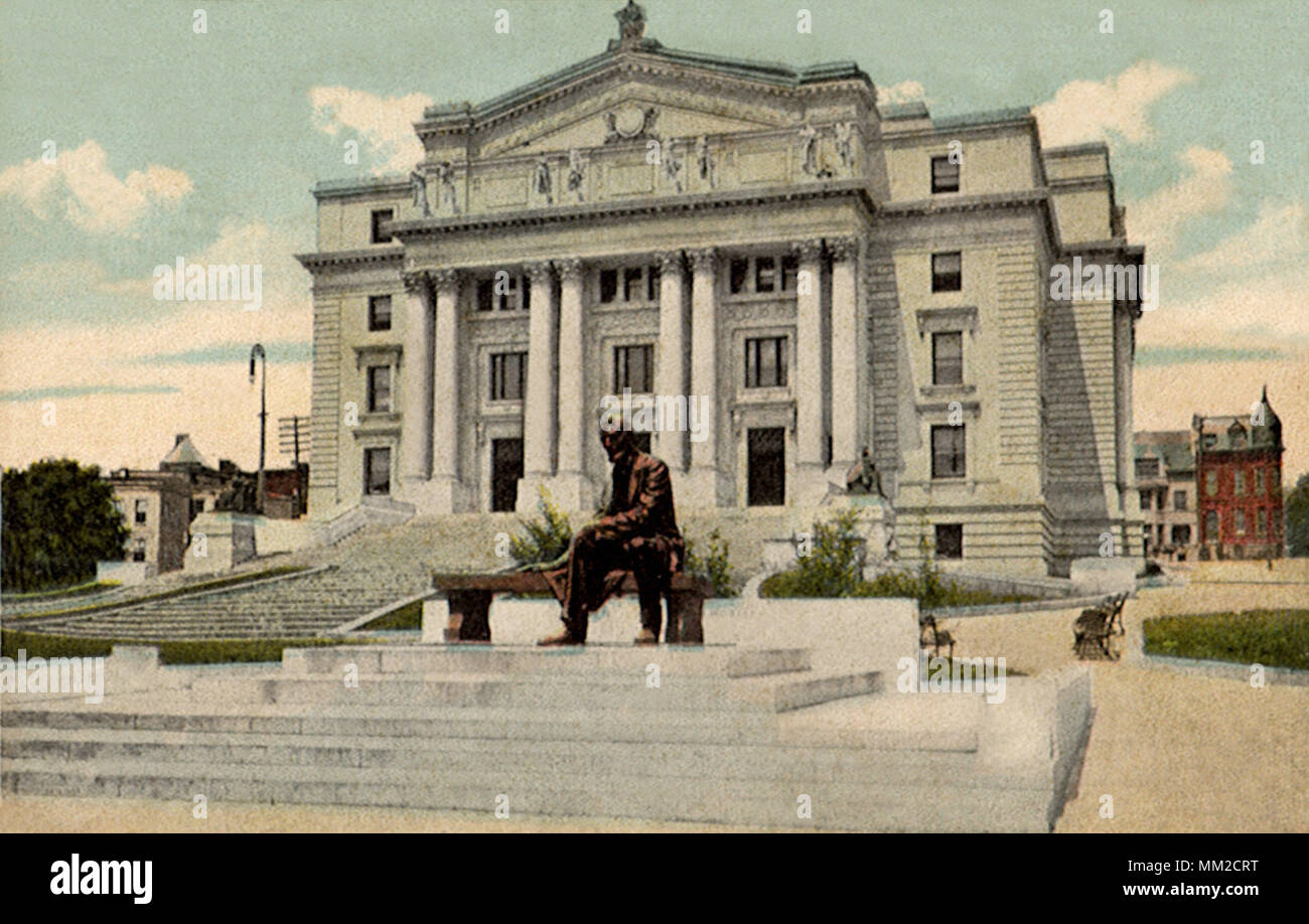 Statua di Lincoln & County Court House. Newark. 1912 Foto Stock