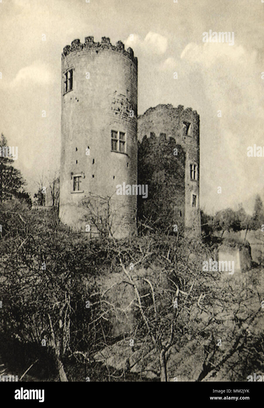 Stampa antica MONACO PRINCIPATO veduta del castello 1877 Old print 