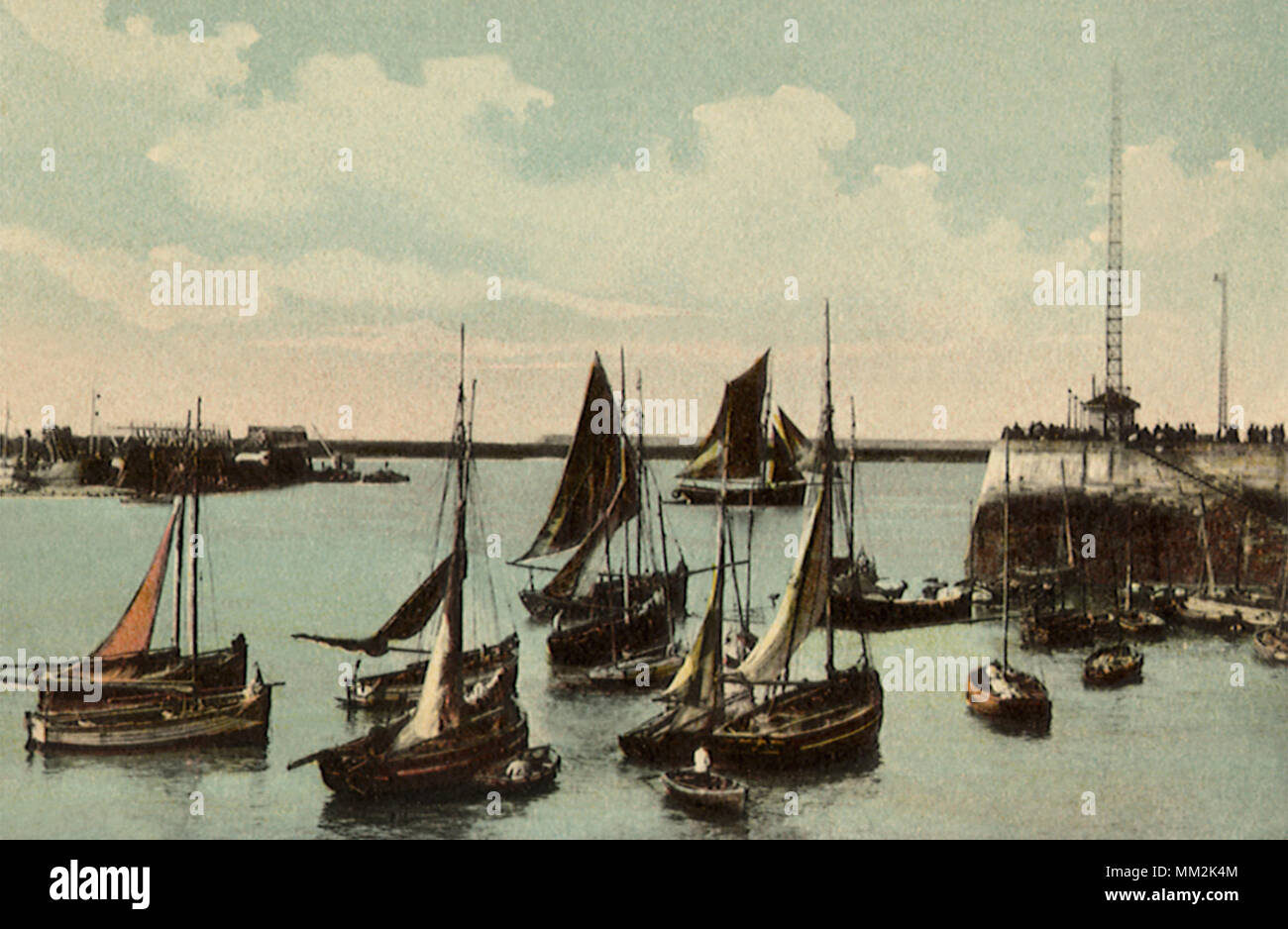 Barche da pesca in porto. Le Havre. 1910 Foto Stock