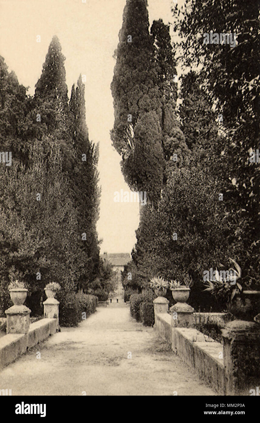 Antico viale a Este Villa. Tivoli. 1930 Foto Stock