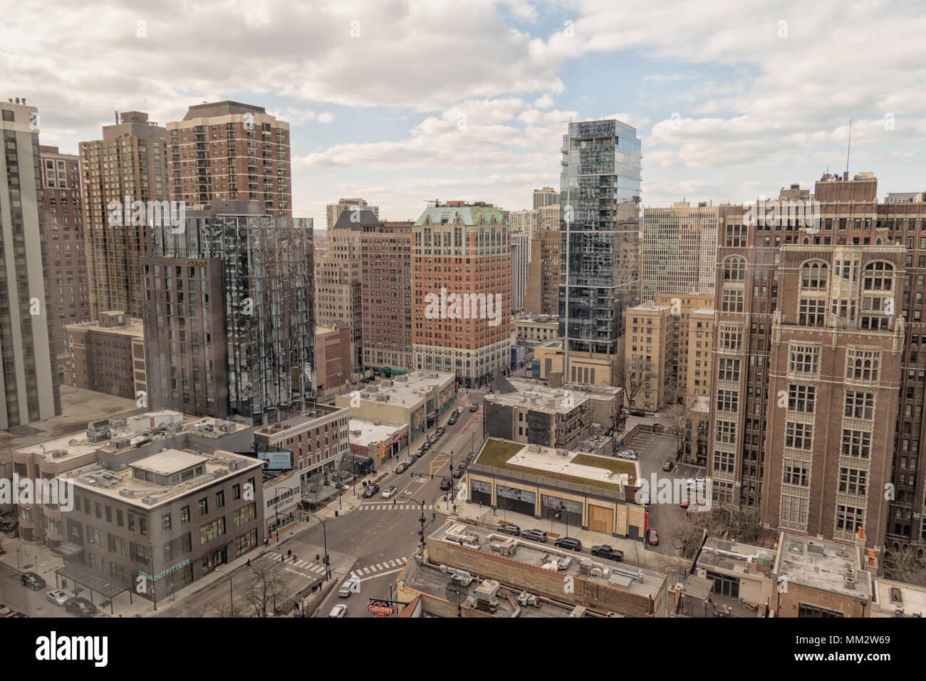 CHICAGO, IL, Stati Uniti d'America-Aprile 6, 2018:Chicago Downtown gold coast panorama Foto Stock