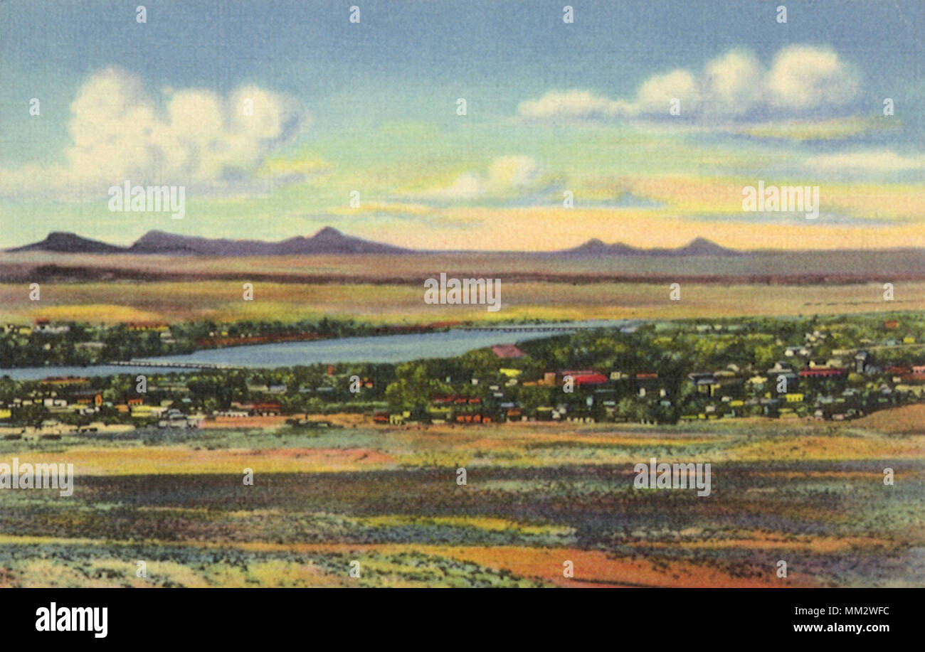Rio Grande e vulcani. Albuquerque. 1945 Foto Stock