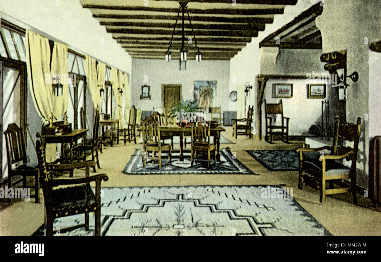 Hotel El Ortiz Lobby. Lamy. 1920 Foto Stock