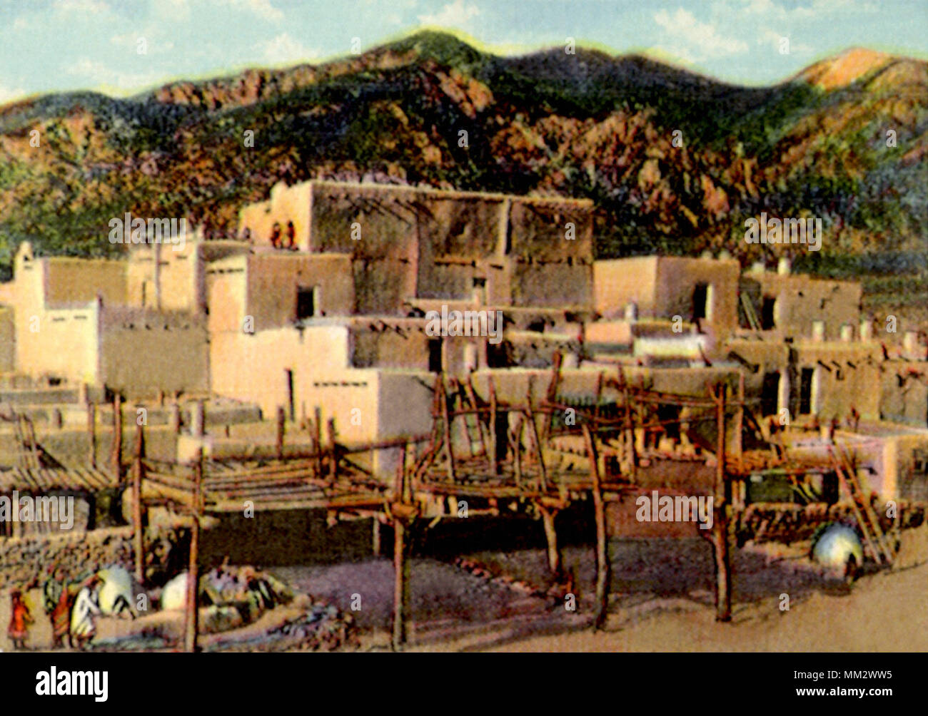 Taos Pueblo. 1935 Foto Stock
