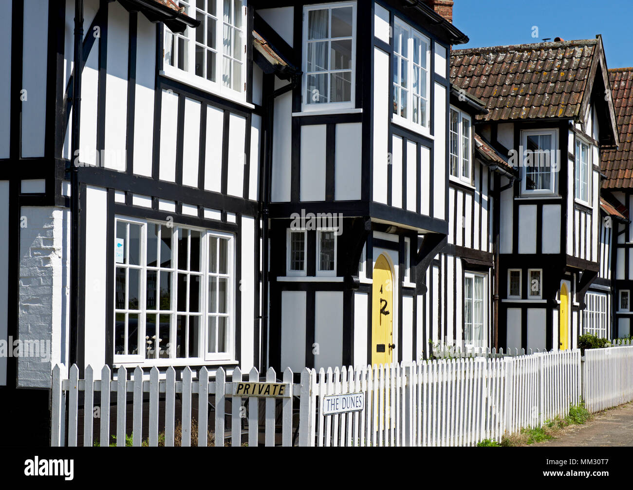 Case in Thorpeness, Suffolk, Inghilterra, Regno Unito Foto Stock