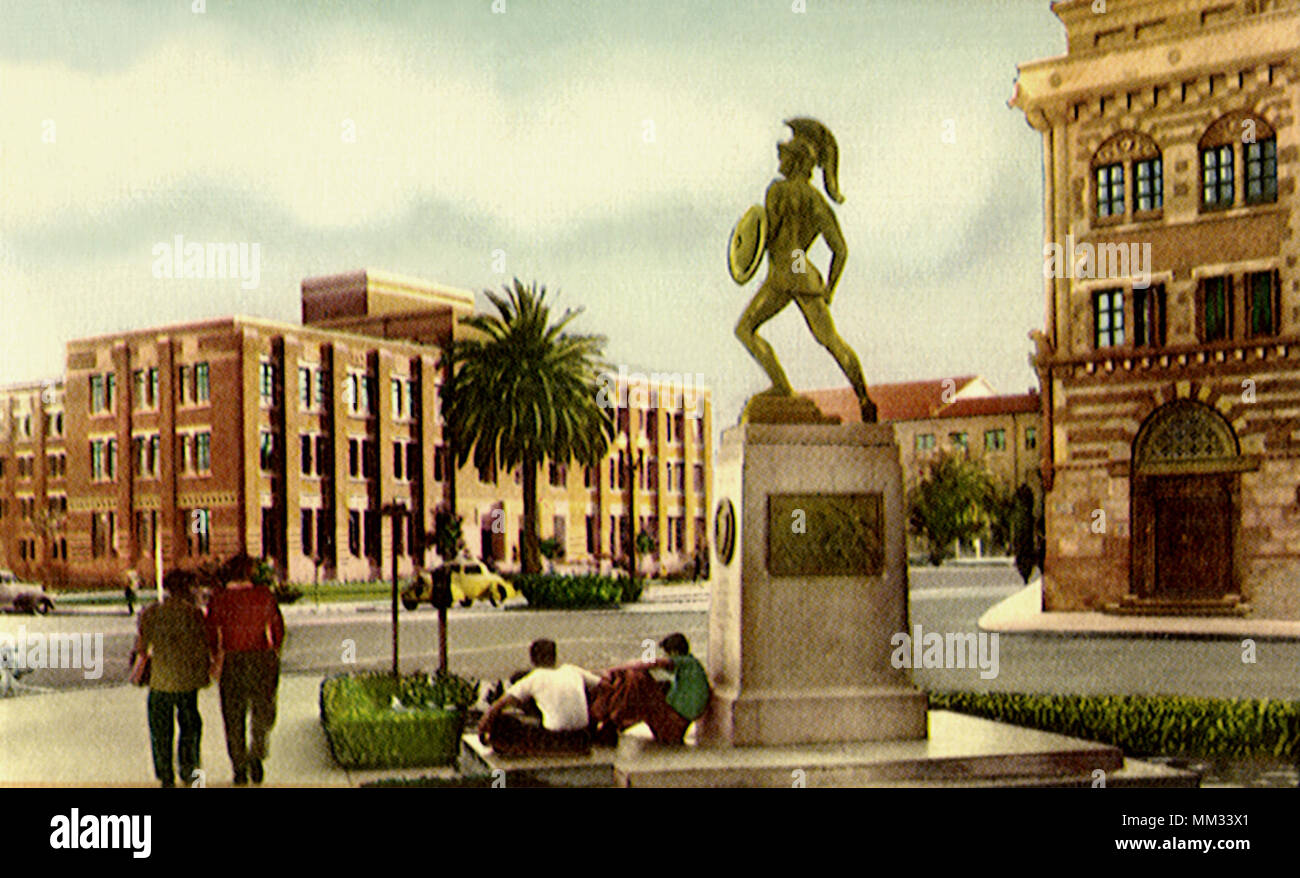 Statua di troia a U.S.C. Di Los Angeles. 1940 Foto Stock