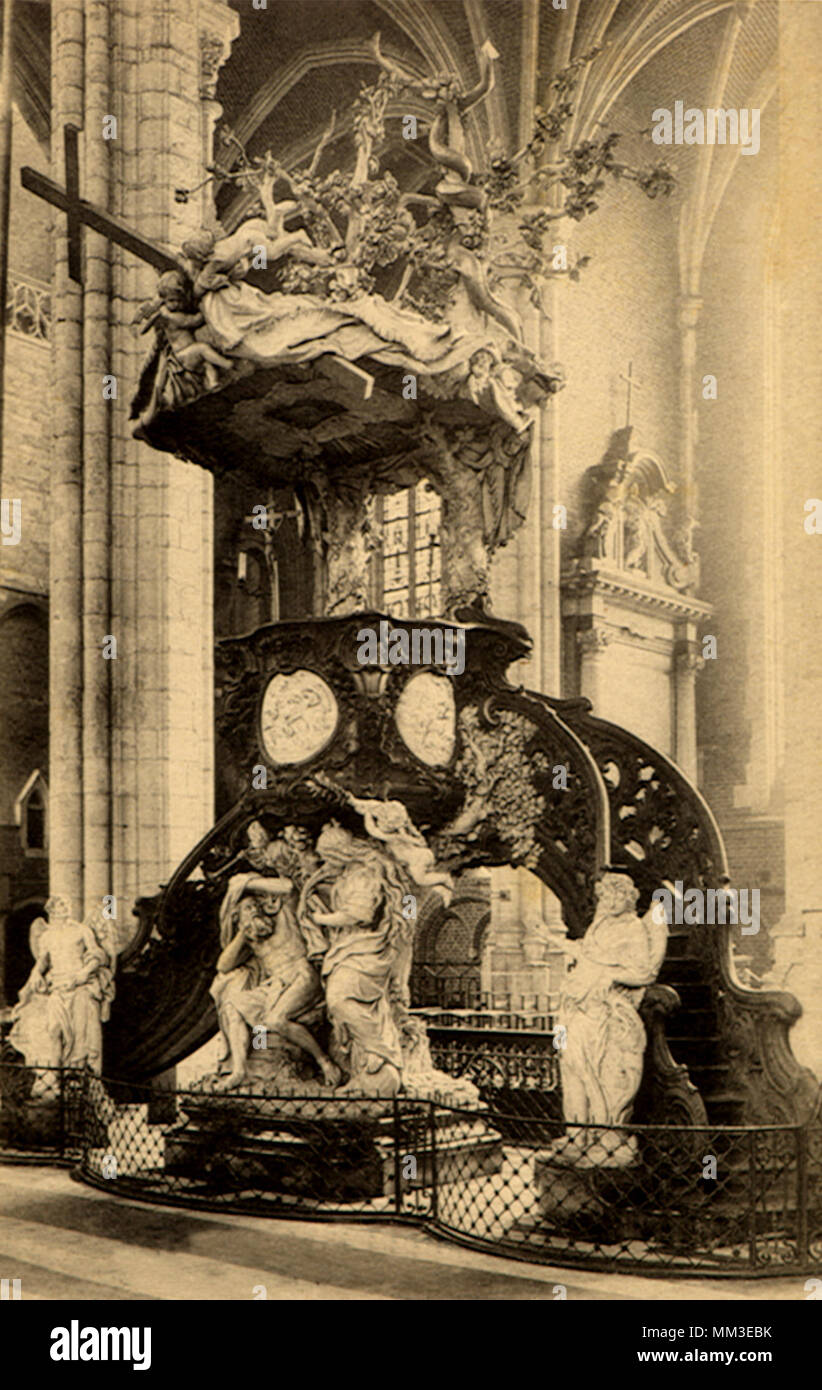 Pulpito di verità a cattedrale. Gand. 1910 Foto Stock