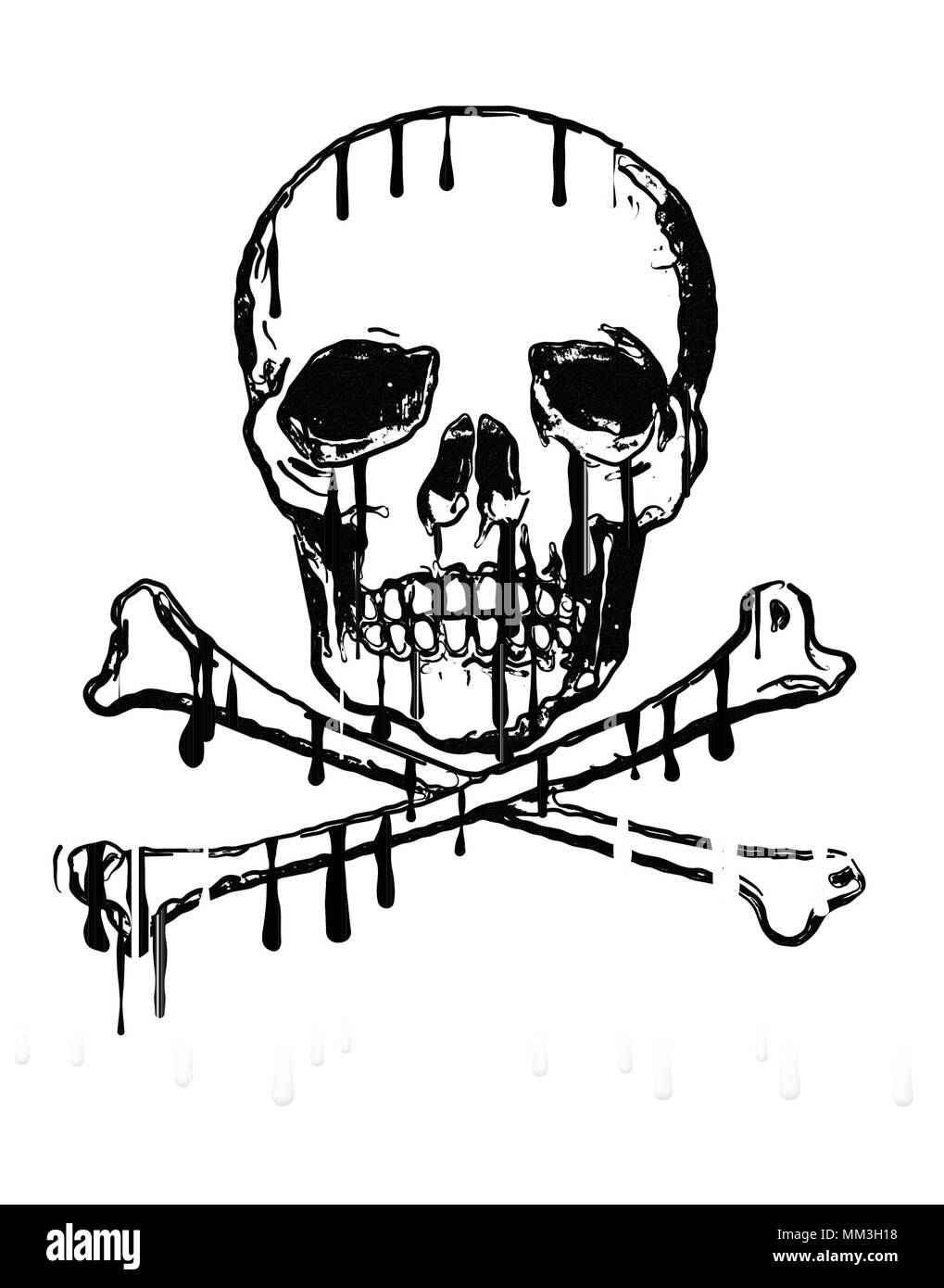 Il cranio con due attraversato shinbone, pericolo di morte Foto Stock