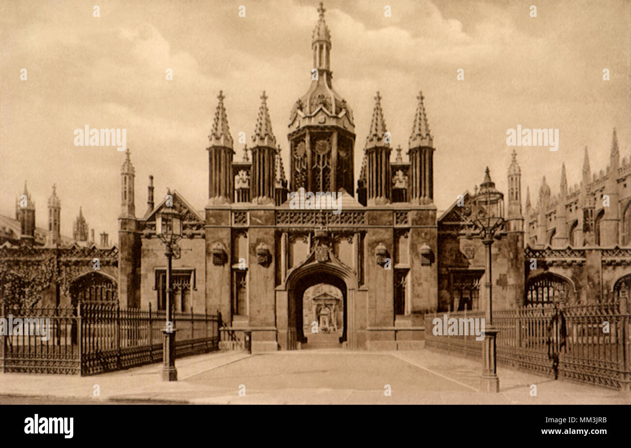 King's College porta grande. Cambridge. 1910 Foto Stock