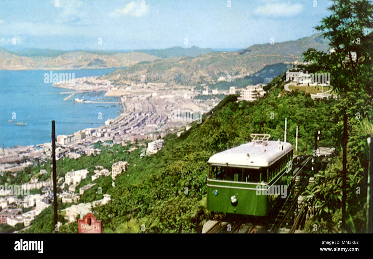 Il Peak Tram auto. Hong Kong. 1950 Foto Stock