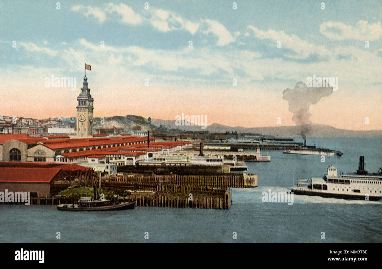 Ferry Building & scivola. San Francisco. 1915 Foto Stock